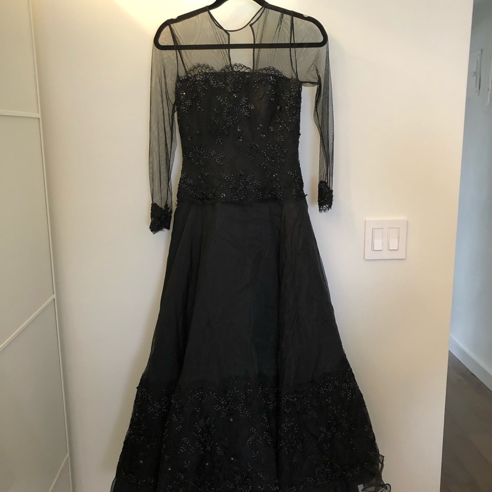 Beautiful Black custom Gown. Lace and sheer.
